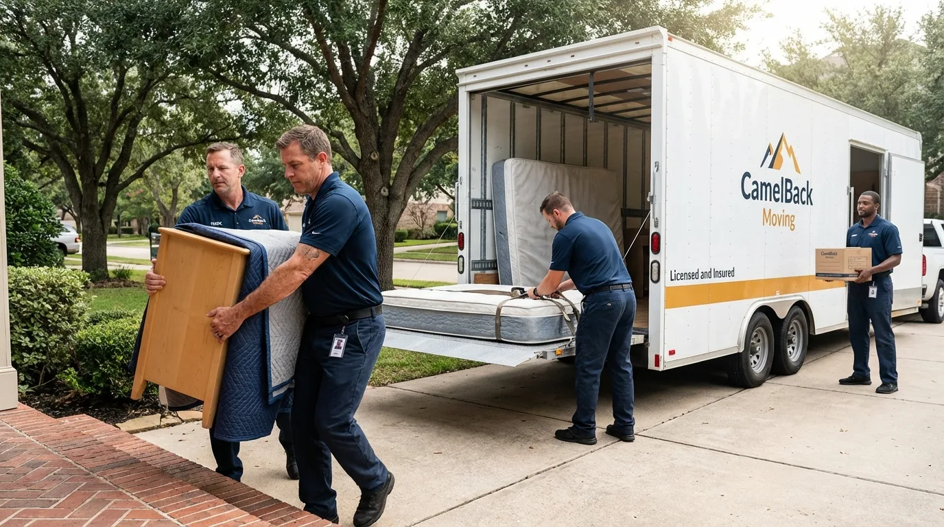 Crew loading residential truck for cross-state move from Mahwah, NJ