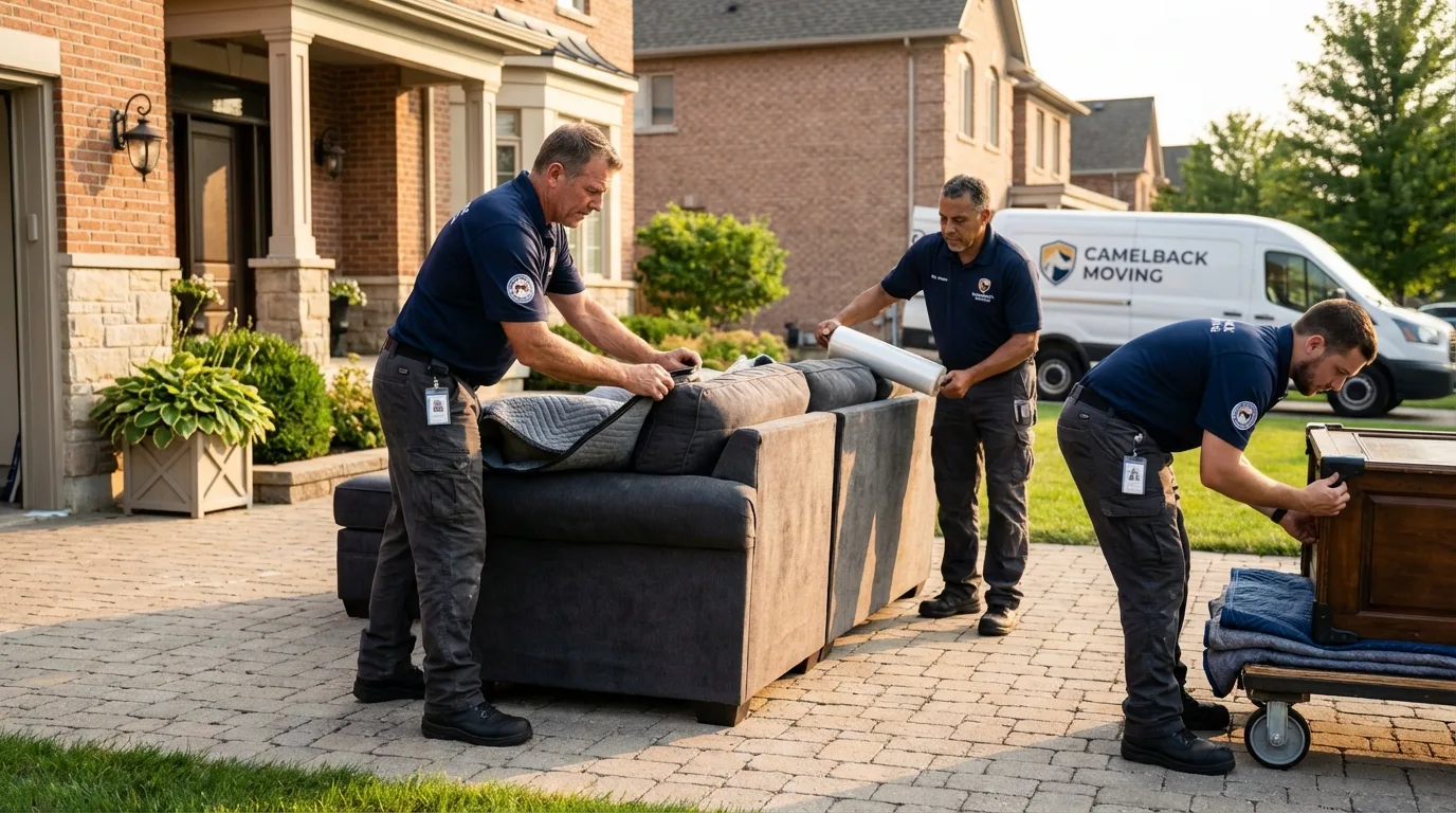 Large estate moving crew wrapping furniture in Mahwah, NJ