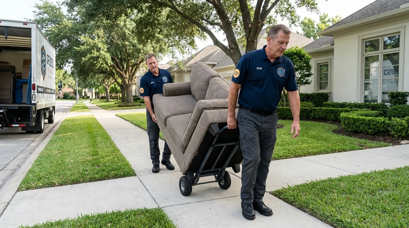 Local residential moving crew loading furniture in Mahwah, NJ