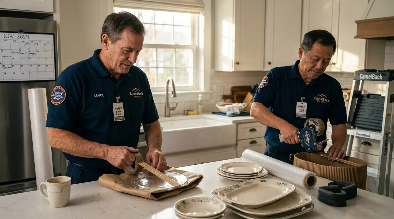 Professional crew packing kitchen dishware in Mahwah, NJ